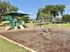 Well-maintained playground features play structure, swings and benches within the community's common area at 11401 Willow Stowe Ln, Windermere, FL 34786