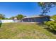 View of the backyard featuring a shed, partial fence and an exterior view of the home at 1153 Perpignan Ct, Kissimmee, FL 34759