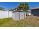 Close up of the gray shed in the backyard at 1153 Perpignan Ct, Kissimmee, FL 34759