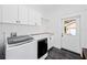 Laundry room with modern washer and dryer units, sink, and convenient exterior access at 1333 W Yale St, Orlando, FL 32804
