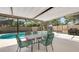 Outdoor dining area under a screened enclosure, overlooking the private pool at 1510 Jaguar Cir, Apopka, FL 32712
