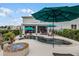 Serene backyard with a dark water pool, outdoor seating, and lush greenery at 2683 Bobcat Chase Blvd, Oakland, FL 34787