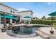 Backyard featuring a dark water pool, patio furniture, umbrella, and lush landscaping at 2683 Bobcat Chase Blvd, Oakland, FL 34787