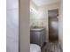 Bathroom with updated vanity, mirror and shower at 4805 Okeefe St, Orlando, FL 32808