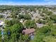 Aerial view showing the house with a screened pool amid mature trees in the backyard at 5709 Breskin Dr, Orlando, FL 32839