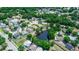 A high-angle view showcases the neighborhood and proximity to a tranquil pond and lush greenery at 13624 Springtide Ct, Orlando, FL 32826