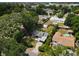 Aerial shot of the house nestled among lush greenery, showcasing the surrounding neighborhood at 207 Rose St, Auburndale, FL 33823