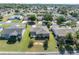 Enjoy this aerial view of a home in a lushly landscaped community with mature trees and a nearby lake at 2192 Kerwood Loop, The Villages, FL 32162