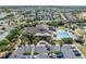 From above, a sparkling pool is set amid lush landscaping and towering palms, providing a tranquil retreat at 2192 Kerwood Loop, The Villages, FL 32162