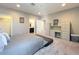 Serene bedroom featuring a neutral color scheme, plush carpeting, and a built-in study area at 2983 Park Meadow Dr, Apopka, FL 32703