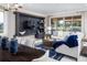 Modern open-concept living room with stylish decor, a beautiful accent wall and lots of natural light at 3285 Songbird Cir, Harmony, FL 34773