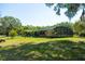 Rear of home with screened in pool and green grass at 36019 Clear Lake Dr, Eustis, FL 32736