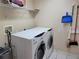 Functional laundry room with modern washer, dryer, and storage shelves for convenience at 643 Orista Dr, Davenport, FL 33897
