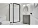 Modern bathroom with a glass-enclosed shower and updated vanity at 1458 Heather Way, Kissimmee, FL 34744