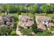 Luxury homes with tile roofs, manicured lawns, and private docks on a serene lake at 7624 Pointe Venezia Dr, Orlando, FL 32836