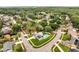 An aerial view of a single-Gathering home with a pool in a well-kept neighborhood at 819 Haulover Dr, Altamonte Springs, FL 32714