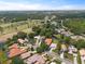 Aerial view of homes in community showcasing lush landscaping, serene pond, and golf course at 14037 Fairway Willow Ln, Winter Garden, FL 34787