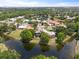 Aerial view of a waterfront community featuring lush landscaping, lake views, and well-maintained homes at 14037 Fairway Willow Ln, Winter Garden, FL 34787