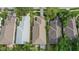 Birds eye view of townhomes with well-maintained lawns and mature trees at 3018 Andover Ct, Mount Dora, FL 32757