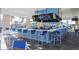Modern outdoor bar with TV screens and blue and white seating at 3806 Lana Ave, Davenport, FL 33897
