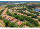 Expansive aerial view of the community showcasing lush landscaping and a lake in the distance, ideal for serene living at 6550 Crestmont Glen Ln, Windermere, FL 34786
