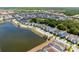 Aerial view of a community showcasing a serene lake and well-maintained homes in an attractive neighborhood at 2009 Tropical Palms Cir, Kissimmee, FL 34747