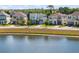 A picturesque view of a modern community with stunning homes along a serene lake at 2009 Tropical Palms Cir, Kissimmee, FL 34747