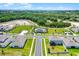 Community aerial view featuring a pool, green spaces, and modern homes nestled in a well-planned neighborhood layout at 4485 Renly Ln, Clermont, FL 34711