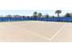 Community basketball court, fully fenced with vibrant blue screens and well-maintained surface at 13617 Haulover Beach Ln, Orlando, FL 32827