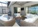 Inviting covered patio with stylish furniture, lake view and easy access to the indoors at 13617 Haulover Beach Ln, Orlando, FL 32827