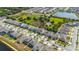 High-angle view of residential area with multiple homes and a serene pond at 1539 Wynell St, St Cloud, FL 34771