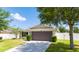 Attractive single-story home with well-kept lawn, landscaping, and a two-car garage provides curb appeal at 337 Giovani Blvd, Clermont, FL 34715