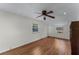 Bright and airy bedroom with wood laminate floors, a ceiling fan, and recessed lighting at 3601 Midiron Dr, Winter Park, FL 32789