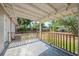 Covered patio with wood railings, overlooking the backyard, perfect for outdoor relaxation and entertaining at 4124 Caywood Cir, Orlando, FL 32810