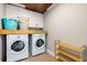Bright laundry room features modern washer and dryer set and ample storage space at 51 Spruce Ln, Debary, FL 32713