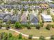 Magnificent aerial view of a residential area with manicured lawns and community green spaces at 9405 Bordet Ct, Orlando, FL 32827