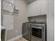 Functional laundry room with modern appliances, white cabinetry, and efficient layout at 9405 Bordet Ct, Orlando, FL 32827