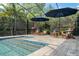 Relaxing screened-in pool and patio area with comfortable seating under large sun umbrellas at 9405 Bordet Ct, Orlando, FL 32827