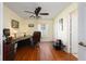 Office featuring dark wood floors, a ceiling fan, and natural light at 115 Oak Grove Cir, Lake Mary, FL 32746