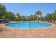 Large community pool with lounge chairs, palm trees, and clear blue water, perfect for relaxing at 14131 Lakeview Park Rd, Winter Garden, FL 34787