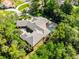 Estate aerial view surrounded by mature trees, with a screened pool at 1724 Cottonwood Creek Pl, Lake Mary, FL 32746