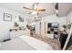 Bedroom with decor, tile floors, open doorway and ceiling fan at 206 E South St # 3008, Orlando, FL 32801