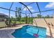 The pool has a screen enclosure, flamingo decor and seating areas at 2348 Silver Palm, Kissimmee, FL 34747
