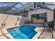 The pool has a screen enclosure, flamingo decor and seating areas at 2348 Silver Palm, Kissimmee, FL 34747