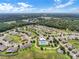 Extensive aerial view of the community showcasing meticulously maintained homes, lush trees, and various amenities at 2411 Sabastian St, Mount Dora, FL 32757
