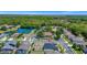 A high aerial view of a cozy neighborhood featuring homes with screened-in pools and lush, green surroundings at 5431 White Heron Pl, Oviedo, FL 32765