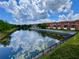 Scenic view of the community pond and surrounding landscape with blue skies and clouds at 6117 Metrowest Blvd # 106, Orlando, FL 32835
