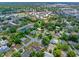 Aerial view of homes with lake and mature trees in residential neighborhood at 808 Denton Rd, Winter Park, FL 32792