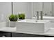 Close-up of bathroom sink with a plant and modern faucet at 3716 Paradiso Cir, Kissimmee, FL 34746
