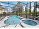 Screened-in pool and spa with clear blue water, offering a private outdoor retreat at 4201 Oakview Dr, Davenport, FL 33837